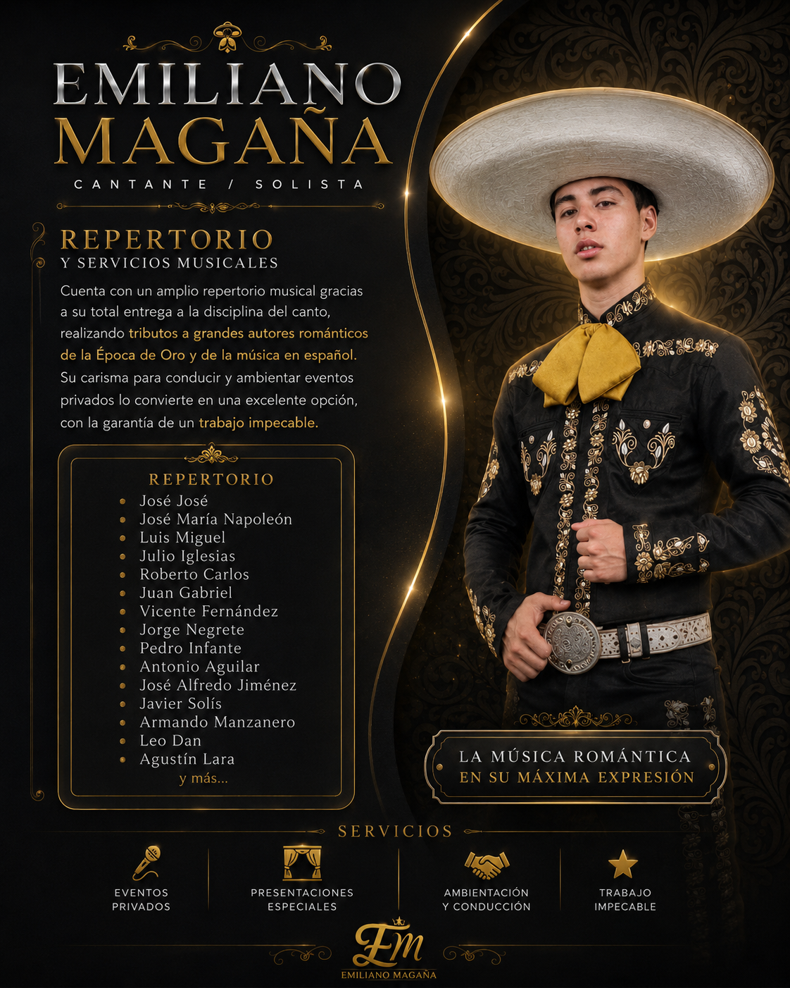 Repertorio y servicios musicales de Emiliano Magaña